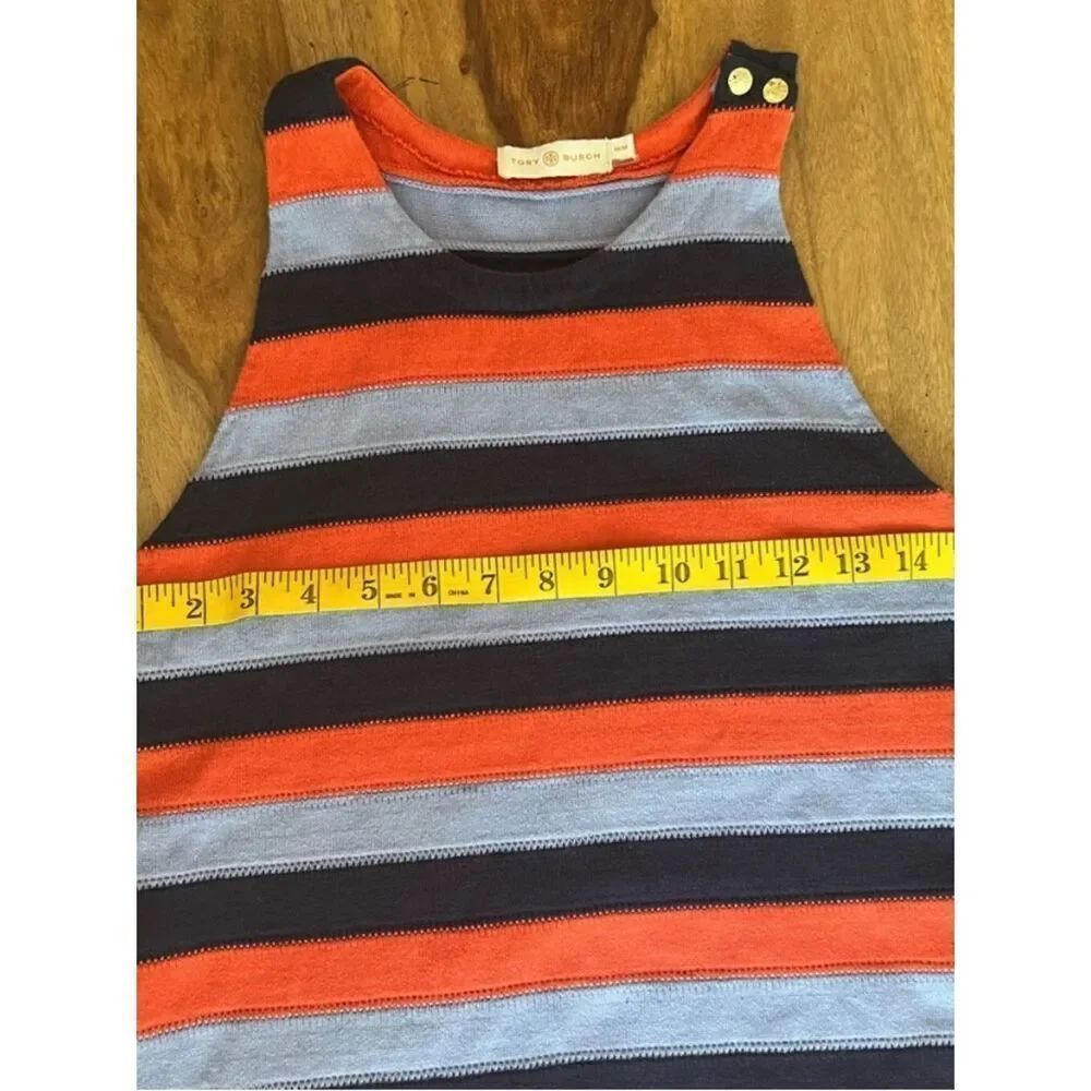 🛍️ Tory Burch Striped Knit Tank Dress in Coral, Light Blue & Navy. Size Medium. - Picture 13 of 14